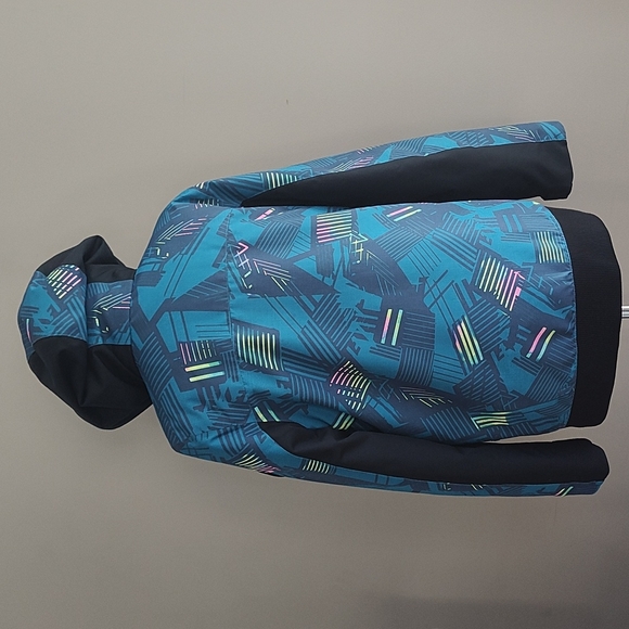 Obermeyer Teen Gage Radio Wave Patterned Hooded Ski/Snowboard Jacket Sz Teen XL - Picture 7 of 13